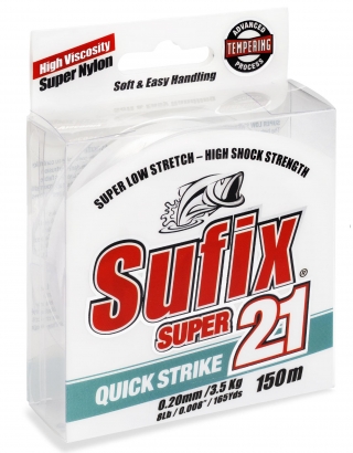 Sufix Super 21 Quick Strike Clear, 0.25 ryhmässä Siimat / Monofiilisiimat @ Sportfiskeprylar.se (100263NO)