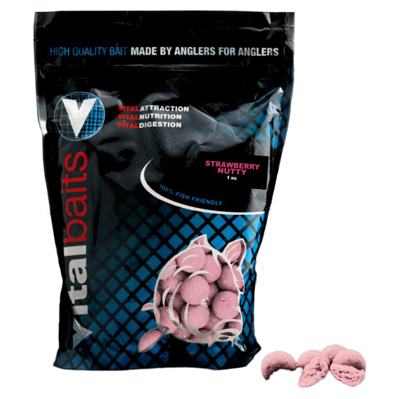 Vital Baits Boilies Strawberry Nutty 1 kg ryhmässä Vieheet / Boiliet, Hook-syötit & Mäski / Boiliet @ Sportfiskeprylar.se (02-0114r)