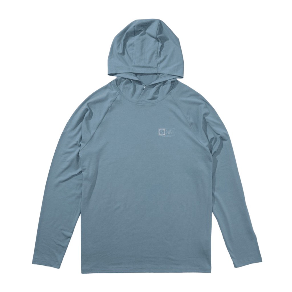 Salty Crew Mariner Hood Tech Tee Pilot Blue ryhmässä Vaatteet ja kengät / Vaatetus / Villapaidat / Pitkähihaiset t-paidat @ Sportfiskeprylar.se (0804046543862r)