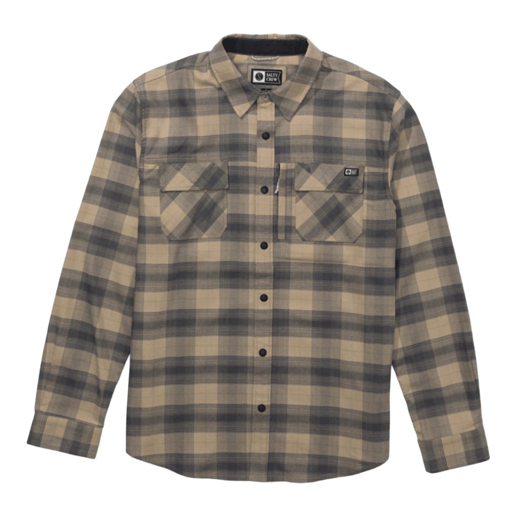 Salty Crew Fathom Ls Tech Flannel Khaki ryhmässä Vaatteet ja kengät / Vaatetus / Paidat @ Sportfiskeprylar.se (0804046586739r)