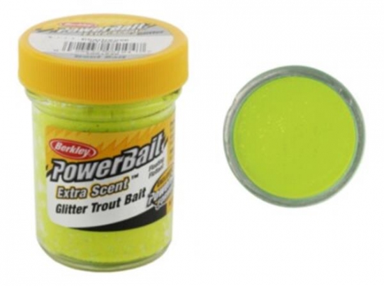 Powerbait Glitter Trout Bait Jar Chartreuse ryhmässä Uistimet / vieheet / Boiliet, Hook-syötit & Mäski / Tahnat & taimentaikinat @ Sportfiskeprylar.se (1004946)