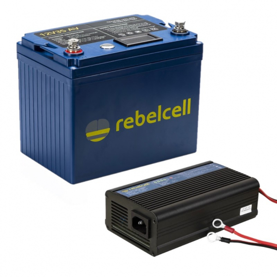 Rebelcell 12V35 AV li-ion batteri (432 Wh) With Charger 2.6V10A Li-ion ryhmässä Veneilyelektroniikka & veneily / Akut & Laturit / Akut / Lithiumakut @ Sportfiskeprylar.se (12035AVREUApaket)