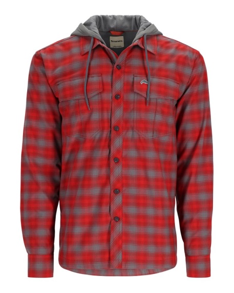 Simms Coldweather Hoody Auburn Red MC Plaid ryhmässä Vaatteet ja kengät / Vaatetus / Paidat @ Sportfiskeprylar.se (13069-1170-20r)