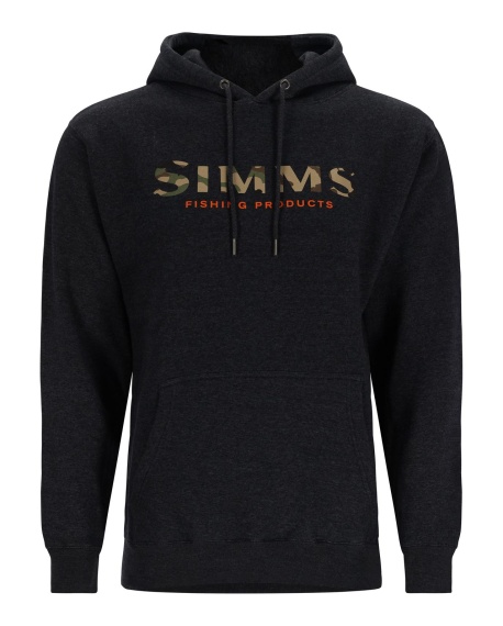 Simms Logo Hoody Charcoal Heather ryhmässä Vaatteet ja kengät / Vaatetus / Villapaidat / Hupparit @ Sportfiskeprylar.se (13456-086-20r)