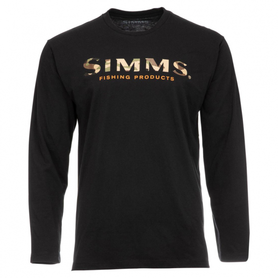 Simms Logo Shirt LS Black ryhmässä Vaatteet ja kengät / Vaatetus / Villapaidat / Pitkähihaiset t-paidat @ Sportfiskeprylar.se (13626-001-30r)