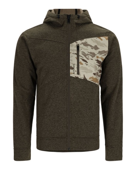Simms CX Hoody - Full Zip Dark Stone/Ghost Camo Stone ryhmässä Vaatteet ja kengät / Vaatetus / Villapaidat / Hupparit @ Sportfiskeprylar.se (13655-3008-20r)