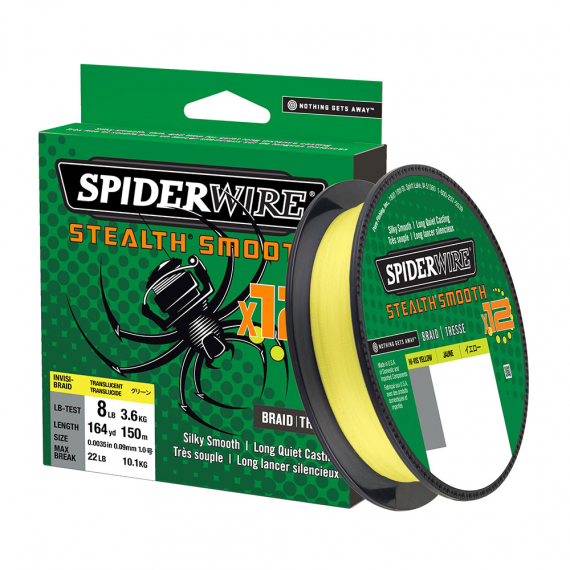 Spiderwire Stealth Smooth 12, 150m Hi-Vis Yellow - 0.29mm ryhmässä Siimat / Kuitusiimat @ Sportfiskeprylar.se (1507380)