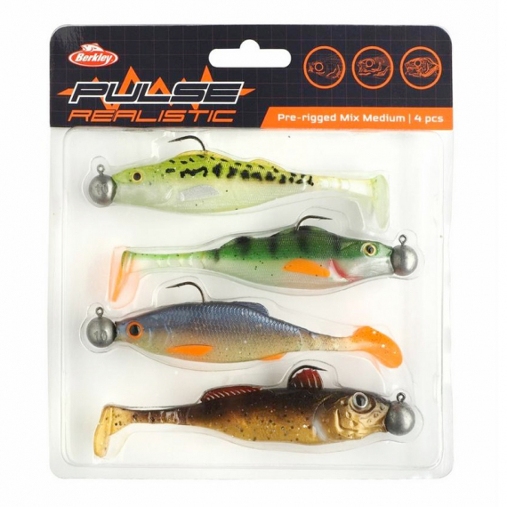 Berkley Pulse Realistic Pre-Rigged Mix Medium (4-pack) ryhmässä Vieheet / Jigit ja keinosyötit / Ahven- ja kuhajigit @ Sportfiskeprylar.se (1571047)