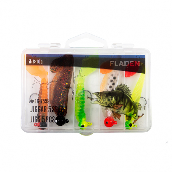Fladen Jigs 8-10g 5pcs In Plastic Box ryhmässä Uistimet / vieheet / Viehesarjat @ Sportfiskeprylar.se (16-7559)