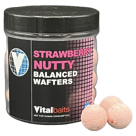 Vital Baits Strawberry Nutty Wafters 100 g ryhmässä Vieheet / Boiliet, Hook-syötit & Mäski / Pop up -syötit @ Sportfiskeprylar.se (17-0010r)