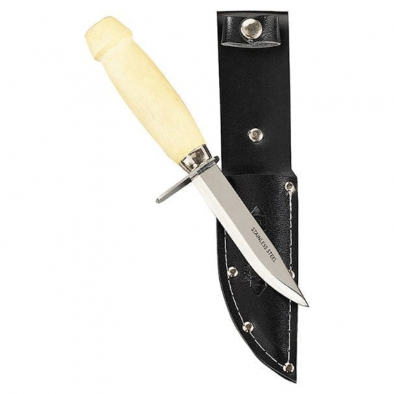 Flat Knife Stainless with Wooden Handle and Paring Rod ryhmässä Työkalut & Lisätarvikkeet / Puukot & kirveet / Puukot / Buschcraft puukot @ Sportfiskeprylar.se (17-11)