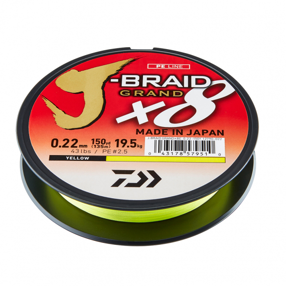 Daiwa J-braid Grand X8 0.13mm 135m Yellow 18LB ryhmässä Siimat / Kuitusiimat @ Sportfiskeprylar.se (210647)