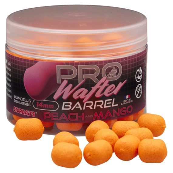 Starbaits Pro Peach & Mango Barrel Wafter 14mm ryhmässä Uistimet / vieheet / Boiliet, Hook-syötit & Mäski / Boiliet @ Sportfiskeprylar.se (29-44740)
