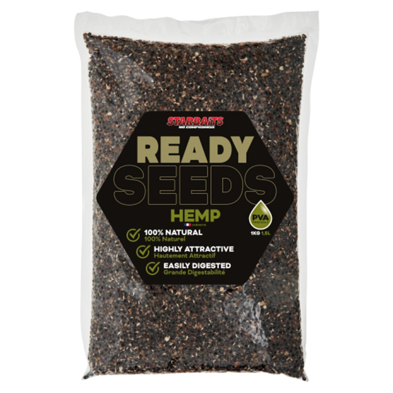 Starbaits Ready Seeds Hemp 1kg ryhmässä Vieheet / Boiliet, Hook-syötit & Mäski / Partikkelit @ Sportfiskeprylar.se (29-74214)