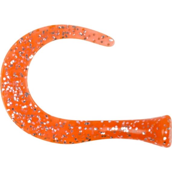 TrueGlide Guppie Tail, 3 curly / 1 paddle, Orange/Silver Glitter ryhmässä Uistimet / vieheet / Softbaits / Kumikalat / Varapyrstöt & Curlys @ Sportfiskeprylar.se (29-EG208T-ORG)