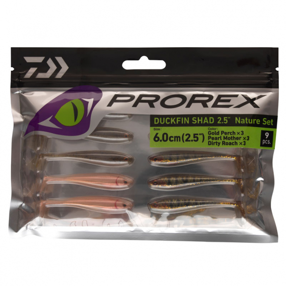 Daiwa PX Duckfin Shad 6,3cm (9pcs) - Nature Set ryhmässä Vieheet / Jigit ja keinosyötit / Ahven- ja kuhajigit @ Sportfiskeprylar.se (32-216784)