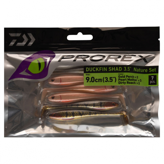Daiwa PX Duckfin Shad 8,9cm (7pcs) - Nature Set ryhmässä Vieheet / Jigit ja keinosyötit / Ahven- ja kuhajigit @ Sportfiskeprylar.se (32-216787)