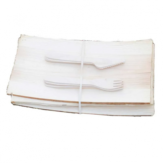 Proelia Outdoor Wooden Plate With Cutlery 4 Pcs ryhmässä Retkeily / ulkoilu / Retkikeittiöt & keittiövälineet / Lautaset & Kulhot / Lautaset @ Sportfiskeprylar.se (32081-PROEL)