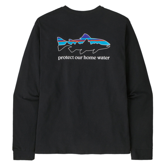 Patagonia M\'s L/S Home Water Trout Responsibili-Tee BLK ryhmässä Vaatteet ja kengät / Vaatetus / Villapaidat / Pitkähihaiset t-paidat @ Sportfiskeprylar.se (37574-BLKr)