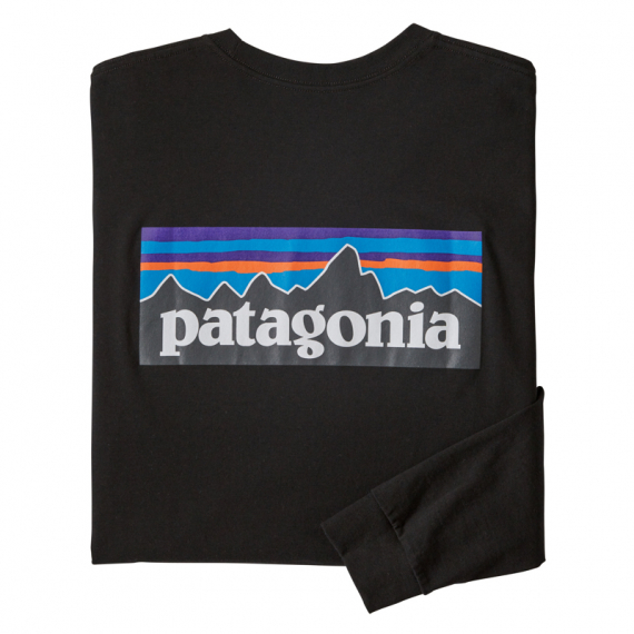 Patagonia M\'s L/S P-6 Logo Responsibili-Tee Black ryhmässä Vaatteet ja kengät / Vaatetus / Villapaidat / Pitkähihaiset t-paidat @ Sportfiskeprylar.se (38518-BLK-Sr)