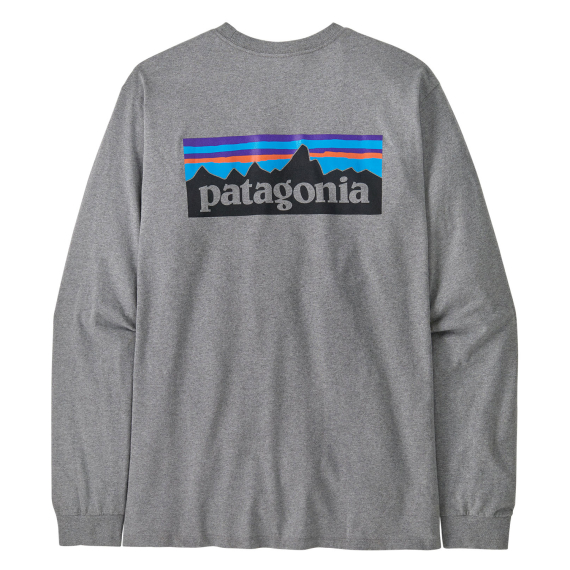 Patagonia M\'s L/S P-6 Logo Responsibili-Tee Gravel Heather ryhmässä Vaatteet ja kengät / Vaatetus / Villapaidat / Pitkähihaiset t-paidat @ Sportfiskeprylar.se (38518-GLH-Sr)