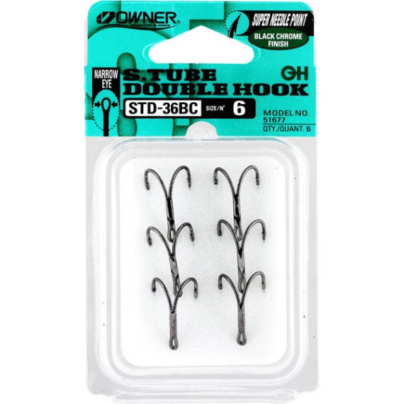 Owner STDN-36BC Double Tube Hook (6-pcs) ryhmässä Koukut & Tarvikkeet / Perhonsidonta / Perhonsidontamateriaalit / Koukkutuubit @ Sportfiskeprylar.se (44-51677-06r)