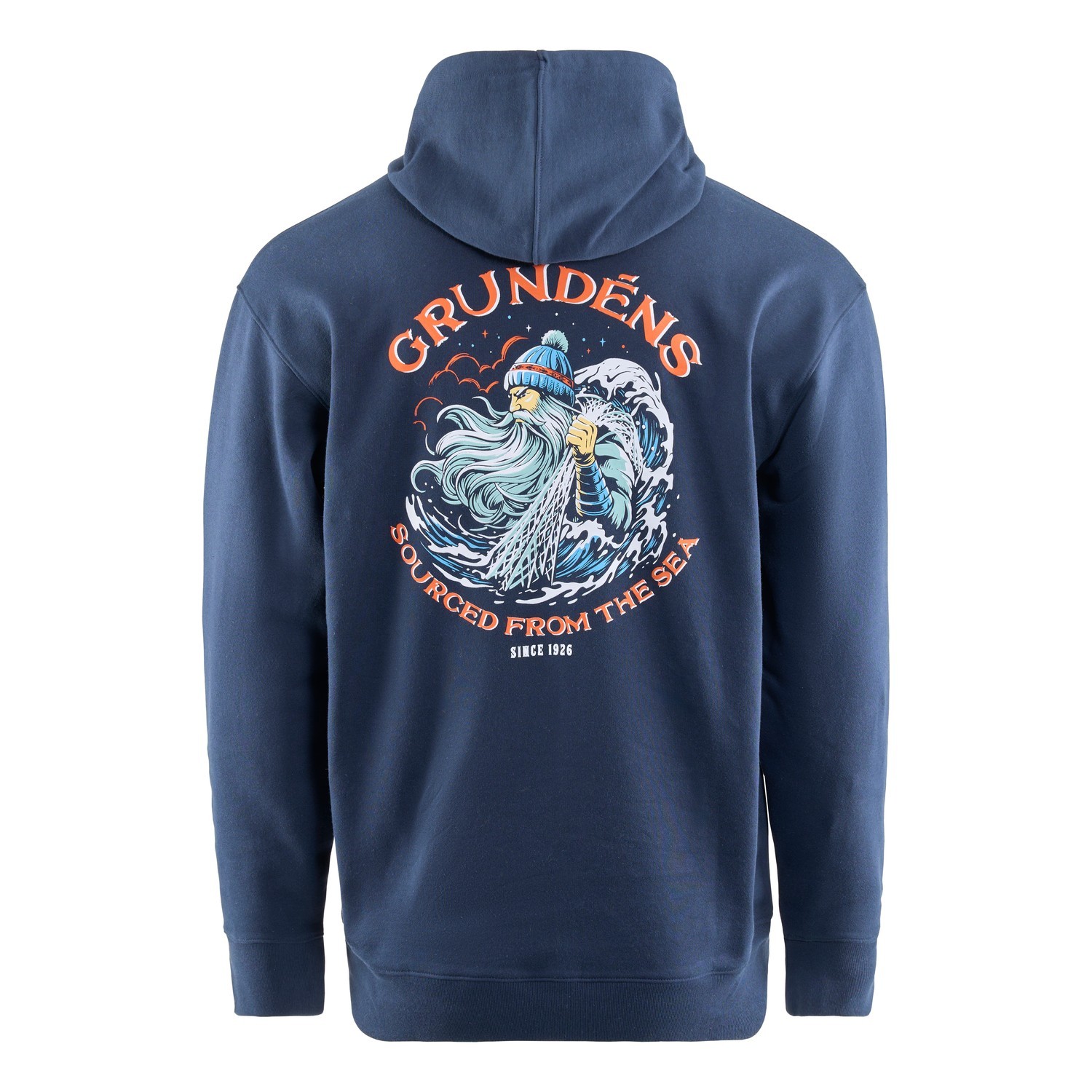 Grundéns Displacement DWR Hoodie Sea Sourced Dark Navy ryhmässä Vaatteet ja kengät / Vaatetus / Villapaidat / Hupparit @ Sportfiskeprylar.se (50506-422-0013r)