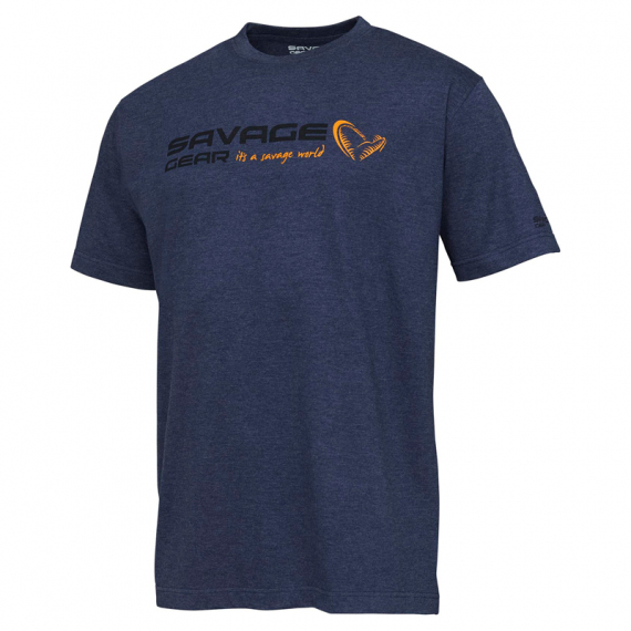 Savage Gear Signature Logo T-Shirt, Blue Melange ryhmässä Vaatteet ja kengät / Vaatetus / T-paidat @ Sportfiskeprylar.se (73654r)
