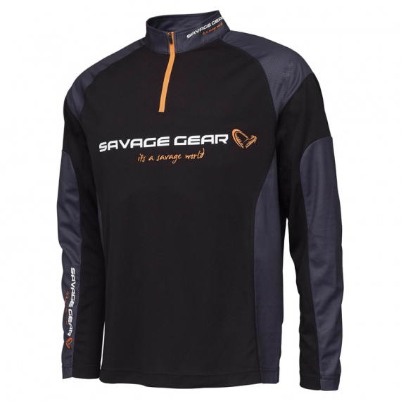 Savage Gear Tournament Gear Shirt 1/2 Zip, Black Ink ryhmässä Vaatteet ja kengät / Vaatetus / Villapaidat / Pitkähihaiset t-paidat @ Sportfiskeprylar.se (73682r)