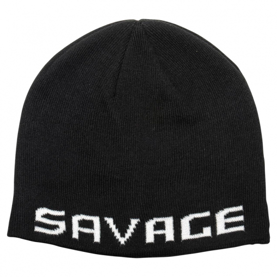 Savage Gear Logo Beanie, Black/White ryhmässä Vaatteet ja kengät / Lippikset ja päähineet / Lakit & pipot @ Sportfiskeprylar.se (73739)
