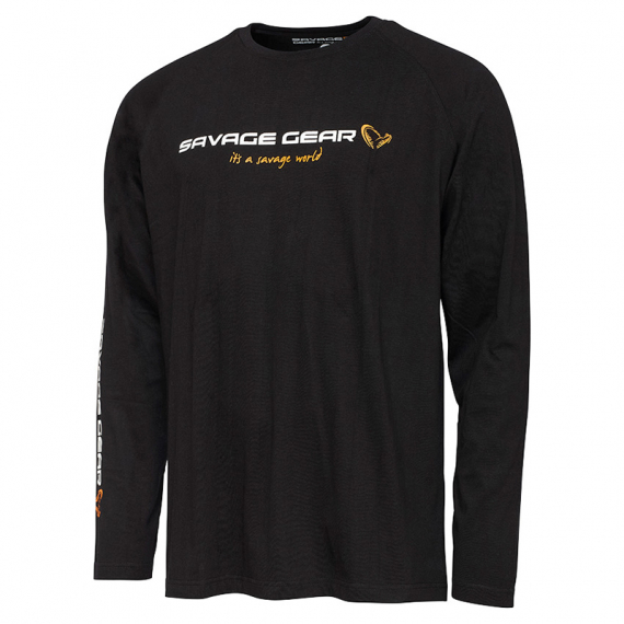 Savage Gear Signature Logo Long Sleeve T-Shirt Black Caviar ryhmässä Vaatteet ja kengät / Vaatetus / Villapaidat / Pitkähihaiset t-paidat @ Sportfiskeprylar.se (73909r)