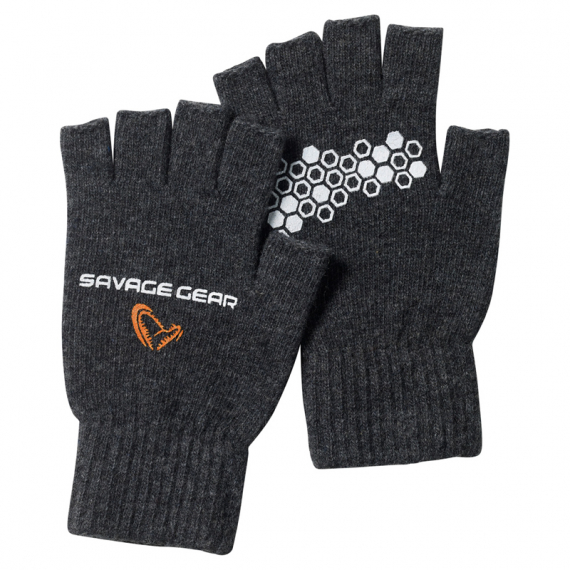 Savage Gear Knitted Half Finger Glove Dark Grey Melange ryhmässä Vaatteet ja kengät / Vaatetus / Käsineet @ Sportfiskeprylar.se (76550r)