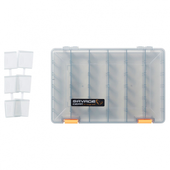Savage Gear Lurebox 5A Smoke 27.5x18x4.5cm ryhmässä Säilytys / Rasiat ja laatikot / Viehelaatikot @ Sportfiskeprylar.se (76775)