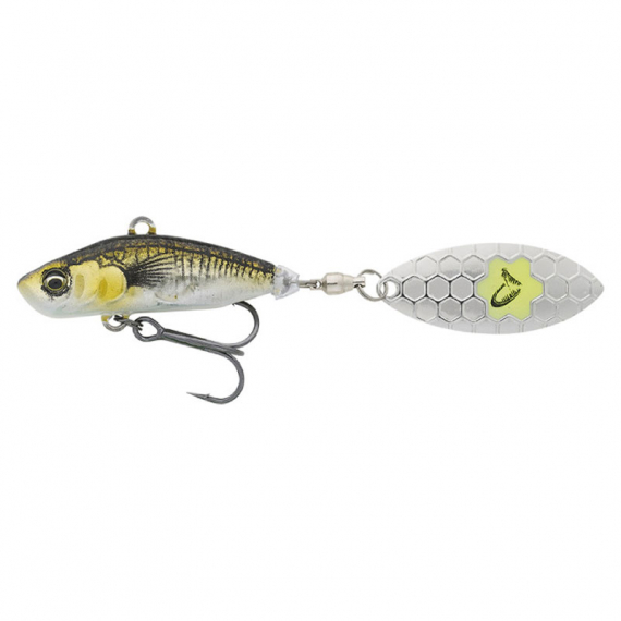 Savage Gear 3D Sticklebait Tailspin 8cm, 18g Sinking - Green Silver Ayu ryhmässä Vieheet / Värisevät syötit @ Sportfiskeprylar.se (76818)