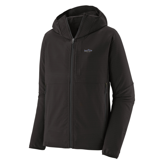 Patagonia M\'s R1 TechFace Fitz Roy Trout Hoody Black ryhmässä Vaatteet ja kengät / Vaatetus / Takit / Kuoritakit @ Sportfiskeprylar.se (81786-BLK-Lr)