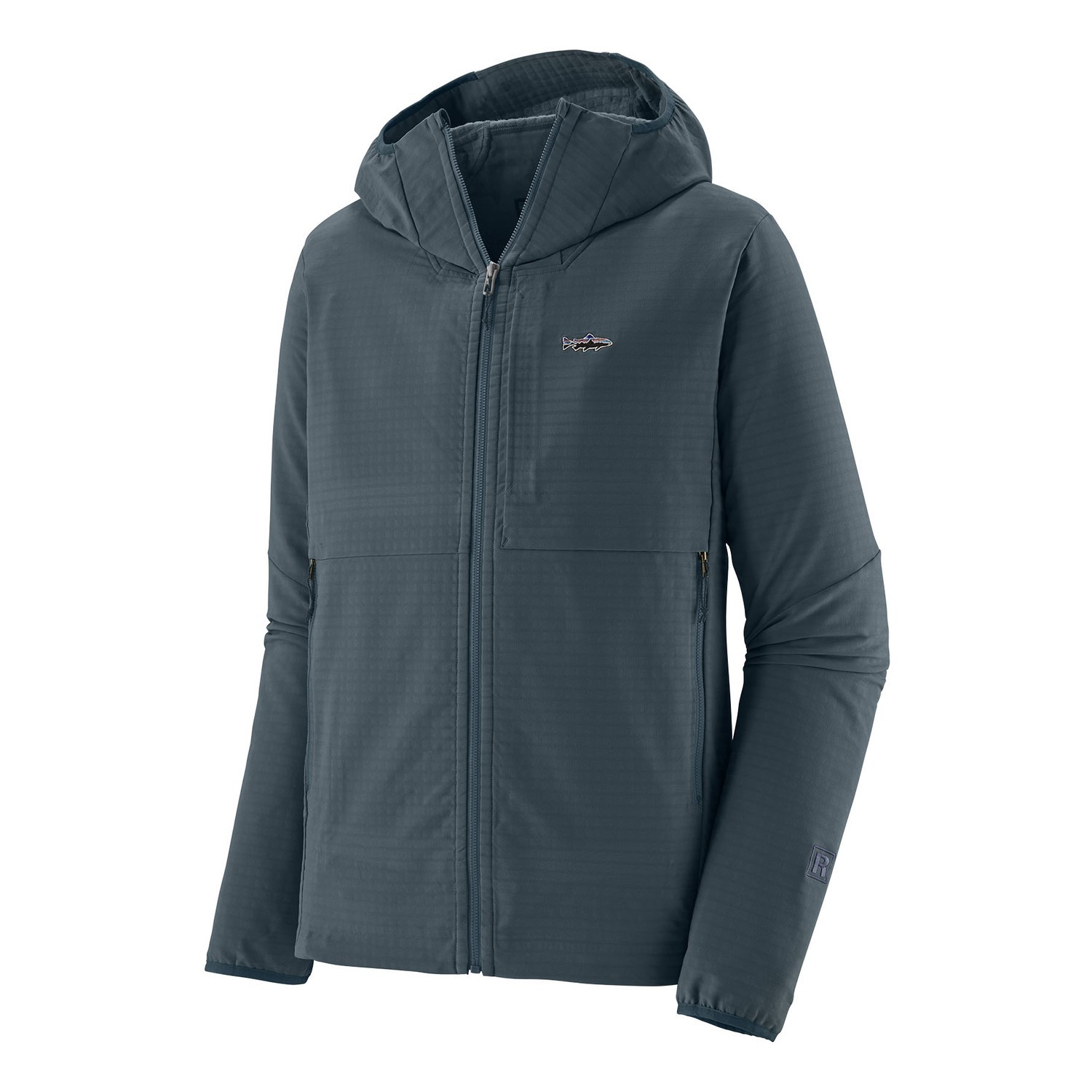 Patagonia M\'s R1 TechFace Fitz Roy Trout Hoody SMTB ryhmässä Vaatteet ja kengät / Vaatetus / Takit / Windstoppers/Tuulitakit @ Sportfiskeprylar.se (81787-SMTB-XXLr)