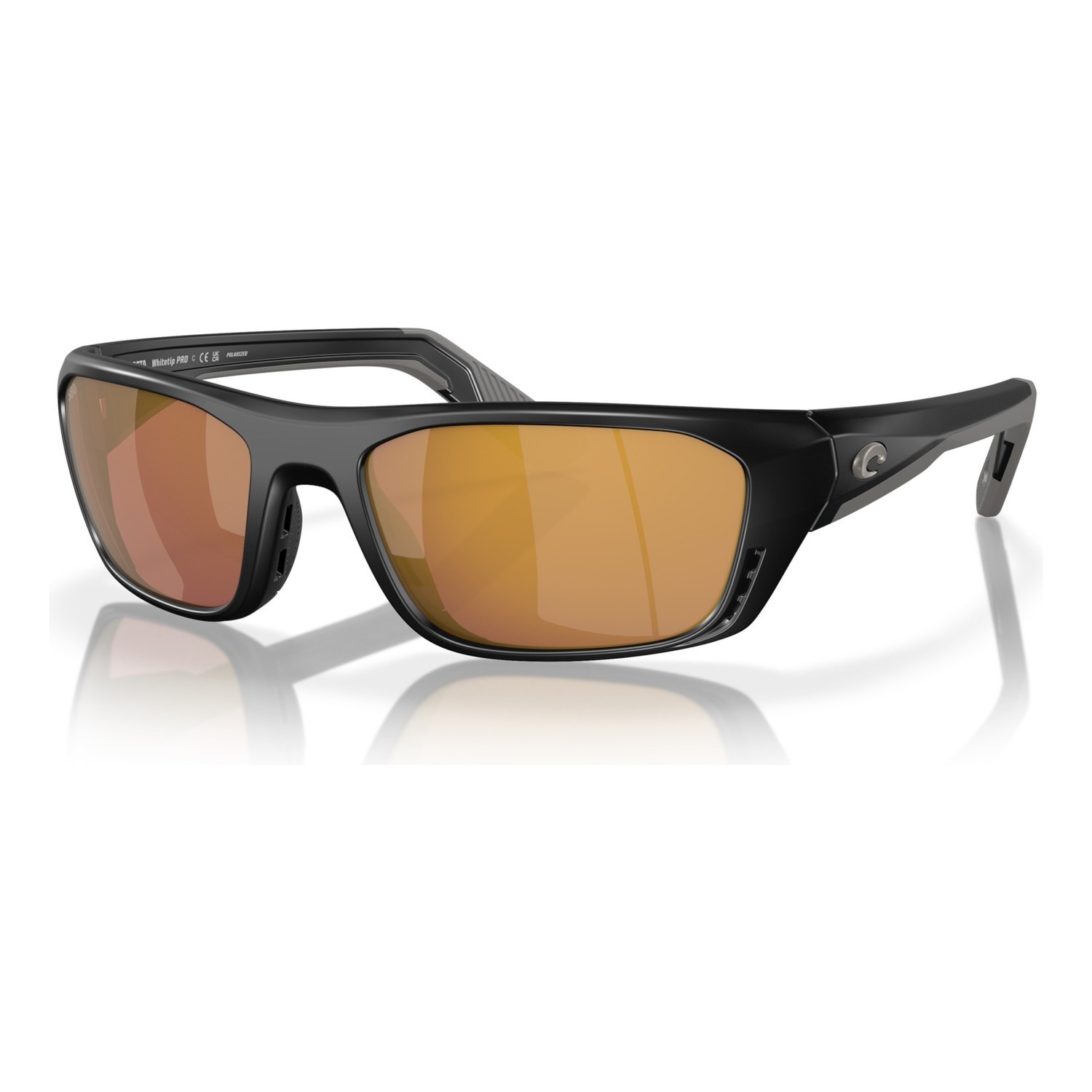 Costa Whitetip Pro-Matte Black-Gold Mirror 580G ryhmässä Vaatteet ja kengät / Silmälasit / Polarisoidut aurinkolasit @ Sportfiskeprylar.se (91150657)