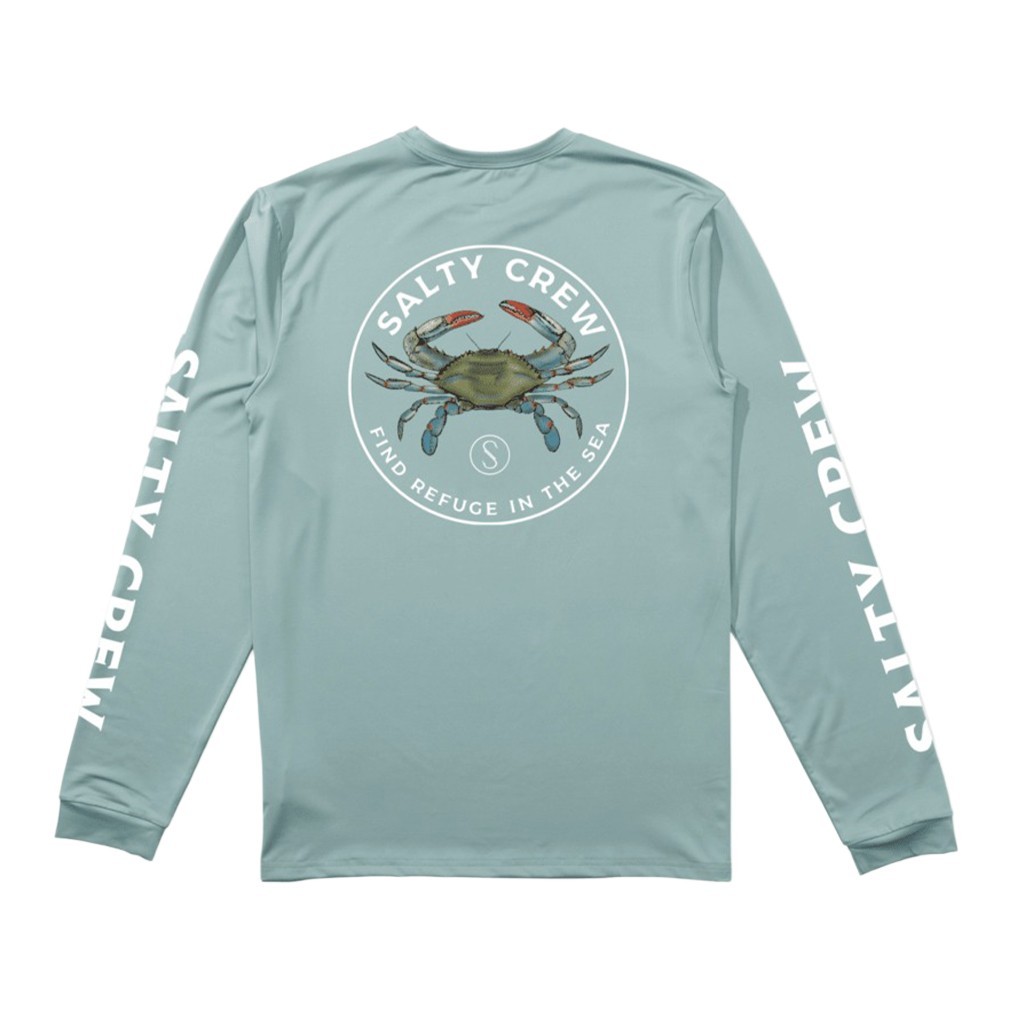 Salty Crew Blue Crabber L/S Sunshirt MACKEREL ryhmässä Vaatteet ja kengät / UV-vaatteet @ Sportfiskeprylar.se (9334966015923r)