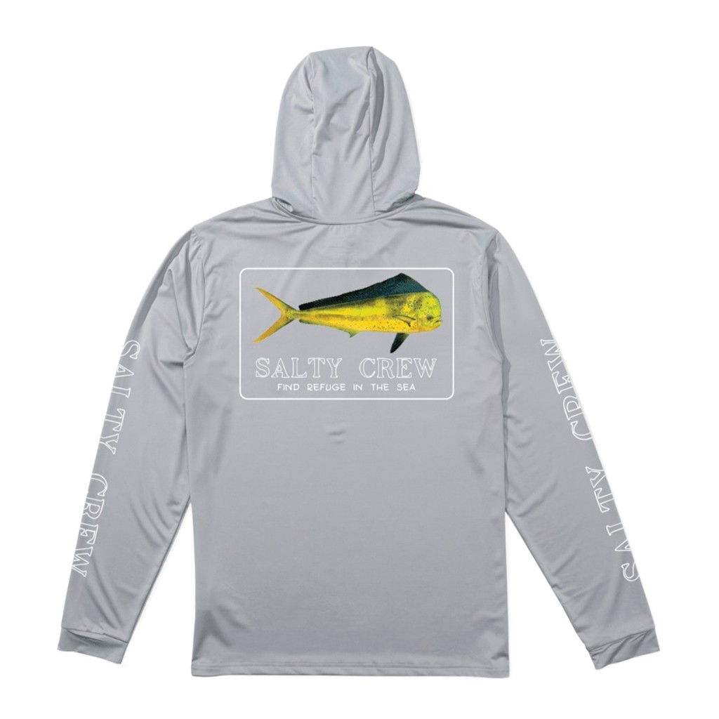 Salty Crew Golden Mahi Hood Sunshirt Silver ryhmässä Vaatteet ja kengät / UV-vaatteet @ Sportfiskeprylar.se (9334966016364r)