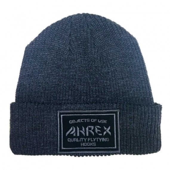 Ahrex Ribbed Knit Woven Patch Beanie - Dark Grey ryhmässä Vaatteet ja kengät / Lippalakit ja päähineet / Lakit & pipot @ Sportfiskeprylar.se (ABE310)