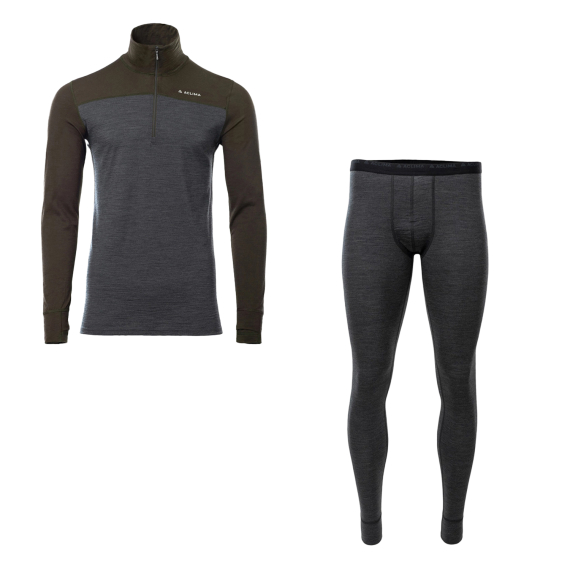 Aclima LightWool 180 Polo w/zip & Longs M\'s Tarmac/Marengo ryhmässä Vaatteet ja kengät / Vaatetus / Alusosat & alusvaatteet @ Sportfiskeprylar.se (ACLLW180SET)