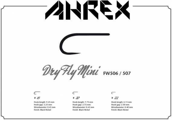 Ahrex FW507 - Dry Fly Mini - Barbless ryhmässä Koukut & Tarvikkeet / Koukut / Perhonsidontakoukut @ Sportfiskeprylar.se (AFW507-22r)