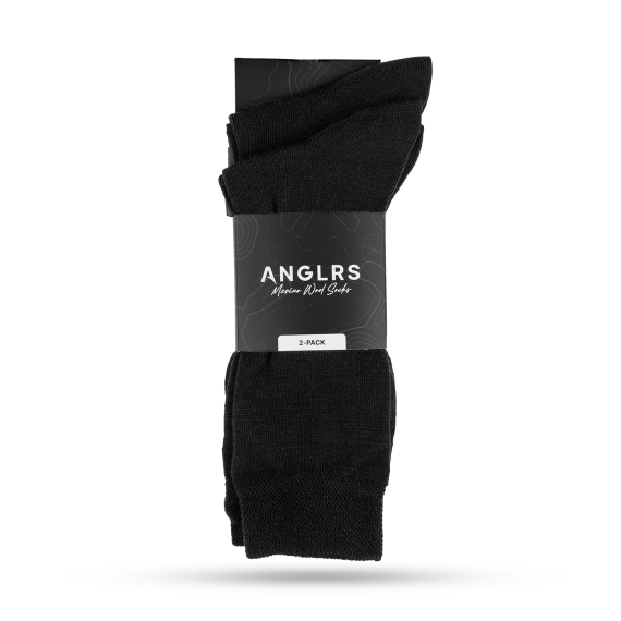 Anglrs Merino Wool Socks Black 41-46 2-pack ryhmässä Vaatteet ja kengät / Vaatetus / Alusosat & alusvaatteet / Sukat @ Sportfiskeprylar.se (AMWB41462)
