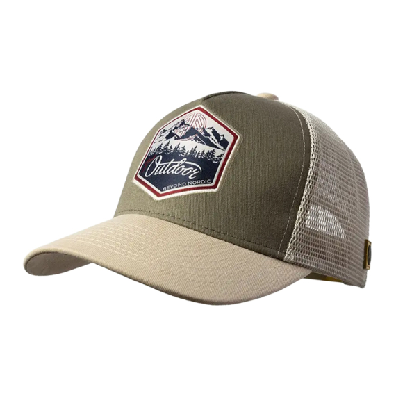 Beyond Nordic BN215 Great Outdoor Trucker Cap G-Beige ryhmässä Vaatteet ja kengät / Lippalakit ja päähineet / Lippikset / Trucker lippikset @ Sportfiskeprylar.se (BN215-G-BEIGE-OS)