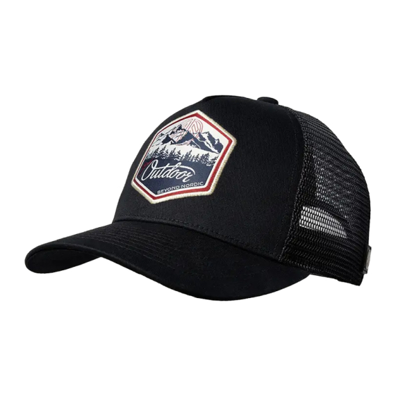 Beyond Nordic BN215 Great Outdoor Trucker Cap G-Black ryhmässä Vaatteet ja kengät / Lippalakit ja päähineet / Lippikset / Trucker lippikset @ Sportfiskeprylar.se (BN215-G-BLACK-OS)