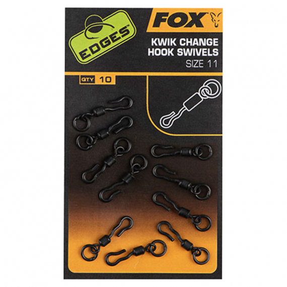Fox Edges Kwik Change Hook Swivels (10pcs) Size 10 ryhmässä Koukut & Tarvikkeet / Viehelukot / Viehelukot @ Sportfiskeprylar.se (CAC701)