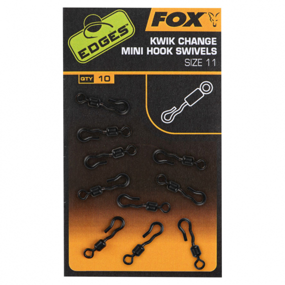 Fox Edges Kwik Change Mini Hook Swivel Size 11 (10kpl) ryhmässä Koukut & Tarvikkeet / Viehelukot / Viehelukot @ Sportfiskeprylar.se (CAC763)