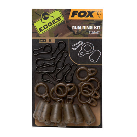 Fox Edges Camo Run Ring Kit 8-pack ryhmässä Koukut & Tarvikkeet / Rigit lisävarusteet / Muut rigitarvikkeet @ Sportfiskeprylar.se (CAC772)