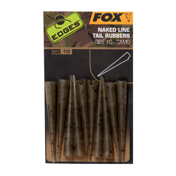 Fox Edges Camo Naked Line Tail Rubbers Size 10 10-pack ryhmässä Koukut & Tarvikkeet / Rigit lisävarusteet / Muut rigitarvikkeet @ Sportfiskeprylar.se (CAC777)