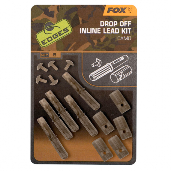 Fox Edges Camo Inline Lead Drop Off Kits 5pcs ryhmässä Koukut & Tarvikkeet / Rigit lisävarusteet / Lyijylukot @ Sportfiskeprylar.se (CAC782)